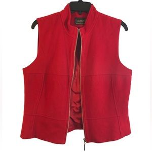 Louben Women’s Red Zippered Vest Wool Cashmere Size 12